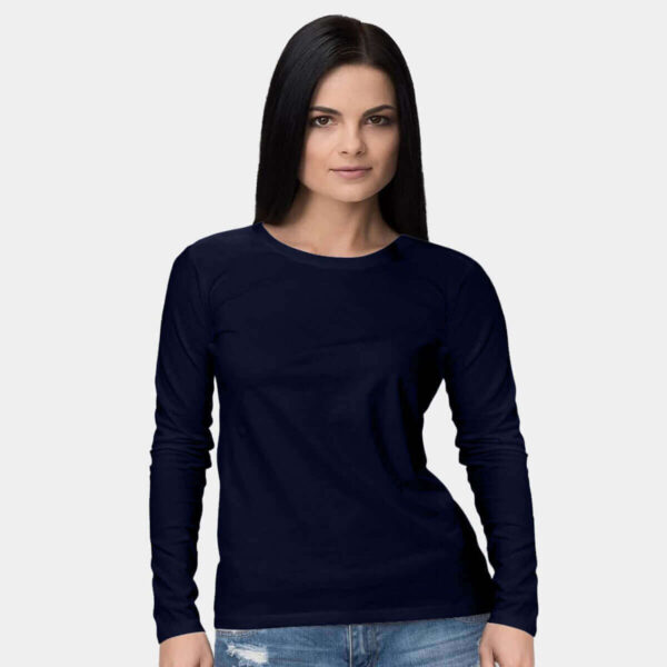 manga larga cuello redondo mujer moodana Azul Noche