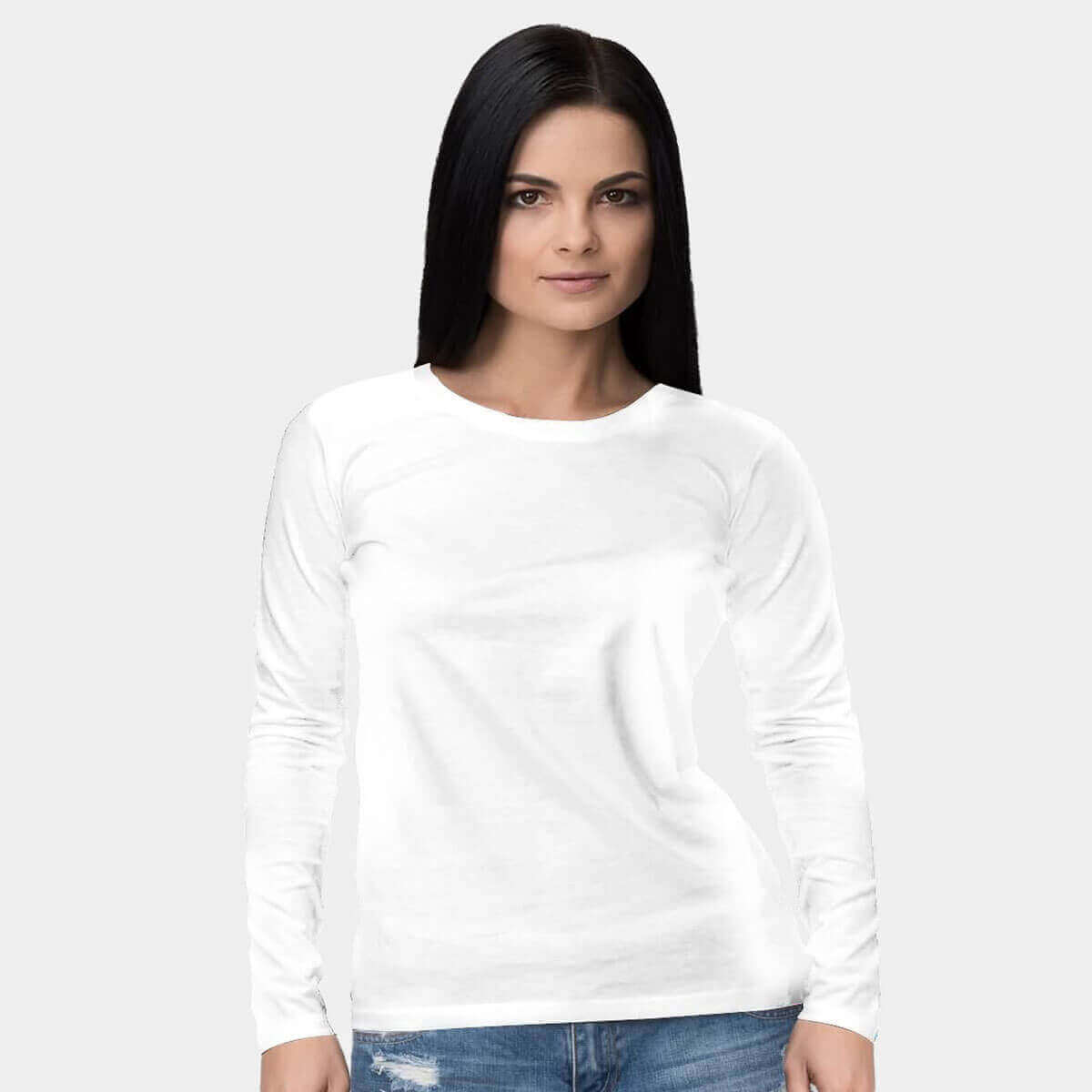 manga larga cuello redondo mujer moodana Blanco